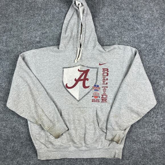 Nike Hoodie Mens M Gray Alabama Crimson Tide BCS 2010 Pullover Sweatshirt NCAA - Picture 1 of 8